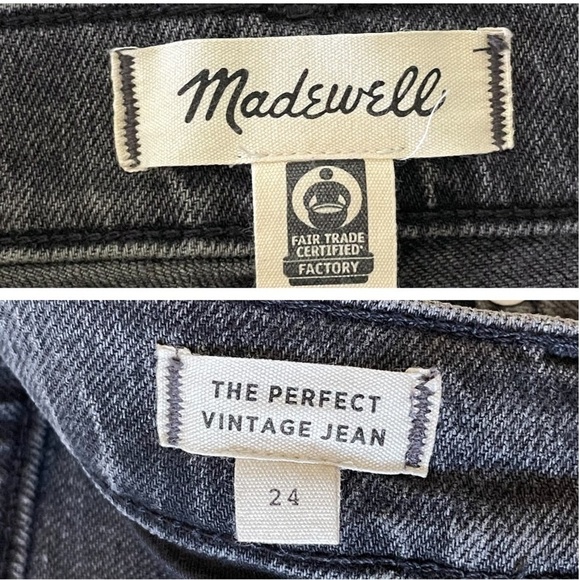 Madewell The Perfect Vintage High Waist Knee Rip Jean Cosner Washed Black - Picture 16 of 16